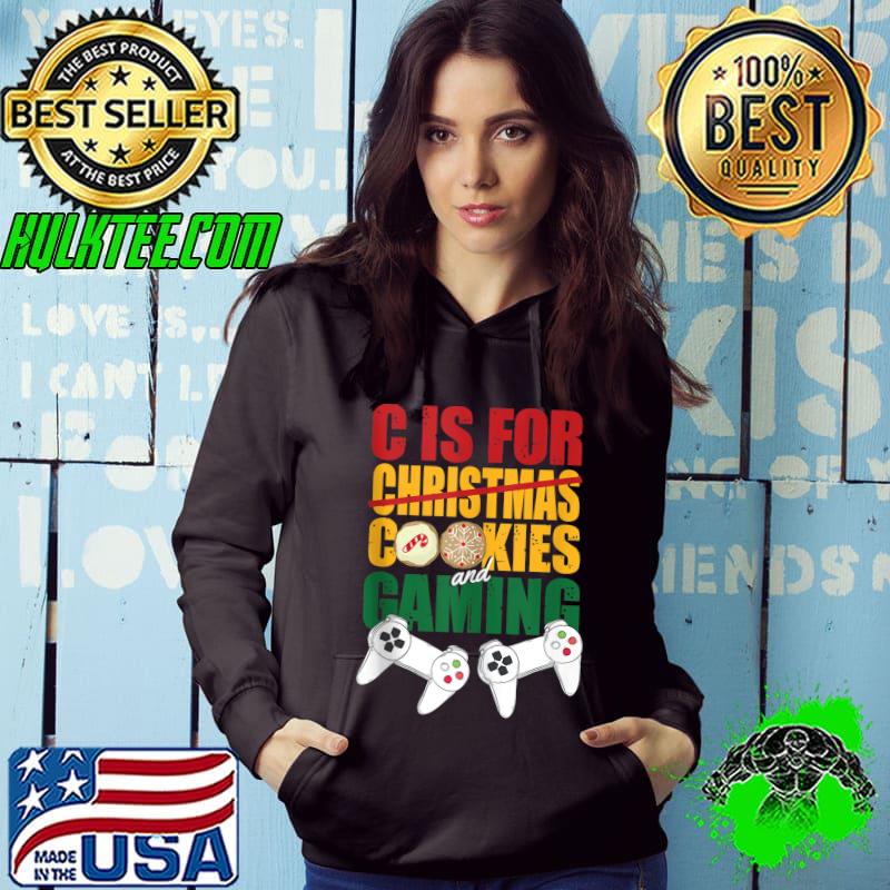 Awesome c Is For Cookie Gaming Christmas X-Mas Pajama Gamer Kids T-shirt