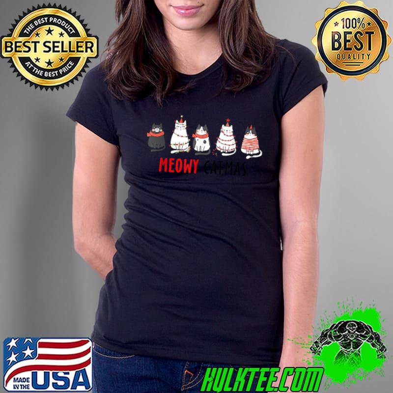 Awesome Cat xmas meowy catmas christmas T Shirt Ladies Tee Awesome Cat xmas meowy catmas christmas T Shirt Ladies Tee