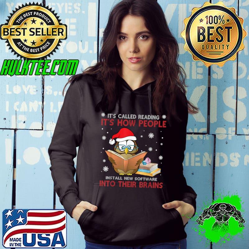 Awesome Christmas Funny Bird with Santa Hat It's Called Reading T-Shirt
