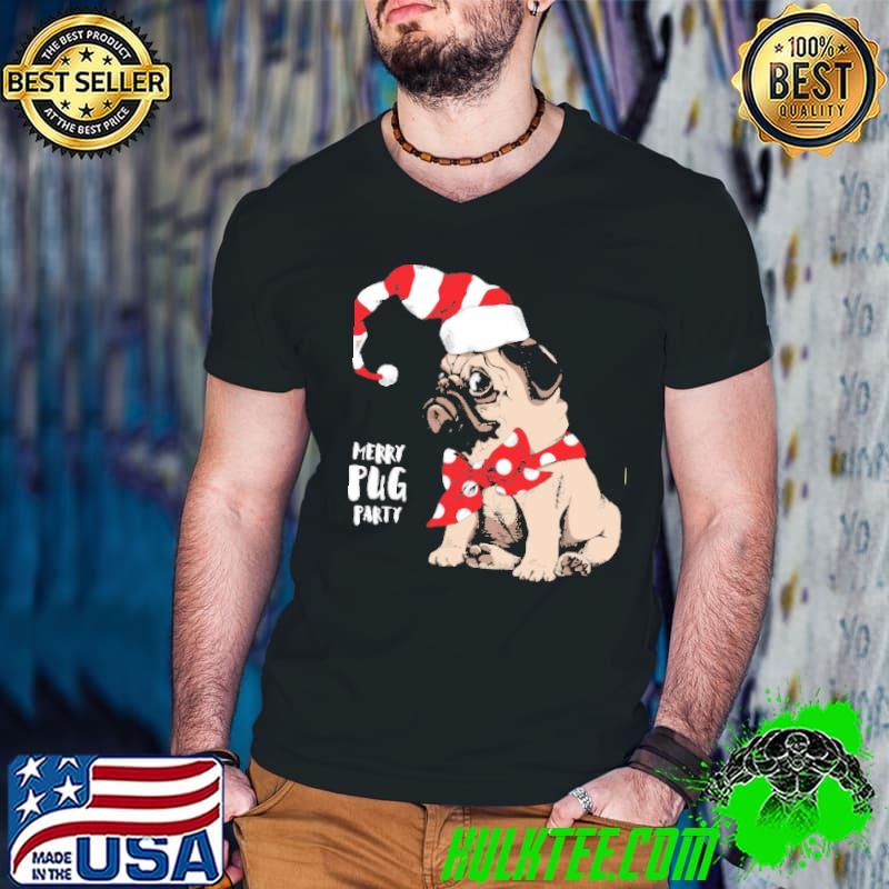 Awesome Merry Pug Party Christmas Shirt