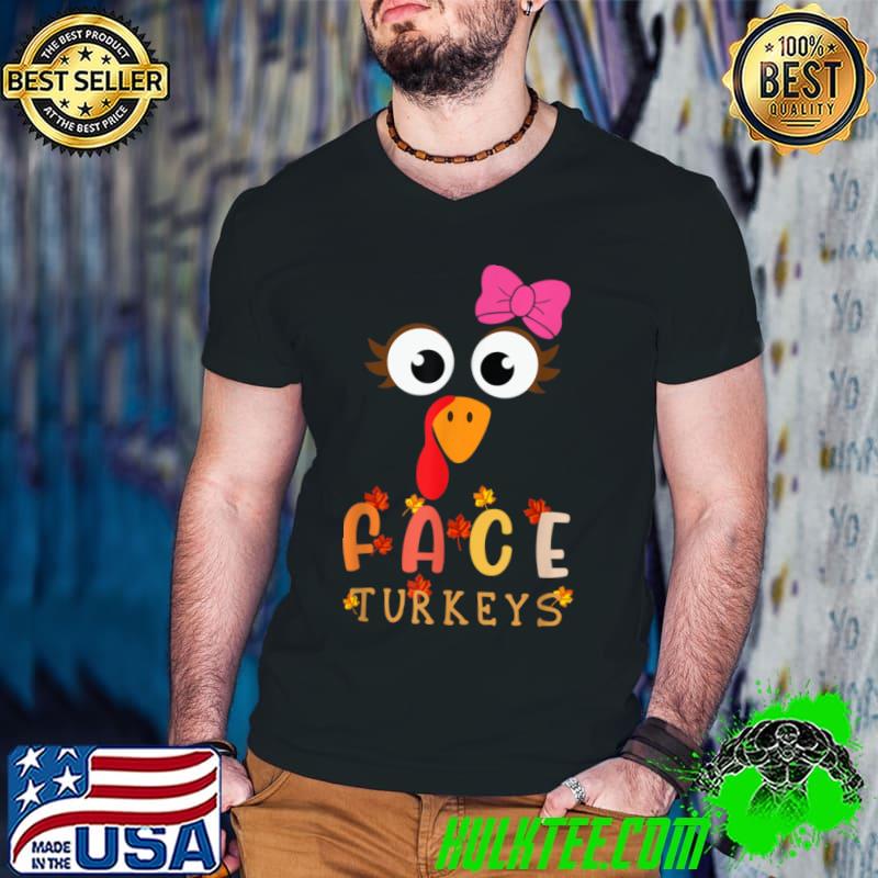 Awesome Thanksgiving Turkey Face Matching Family Costume T Shirt