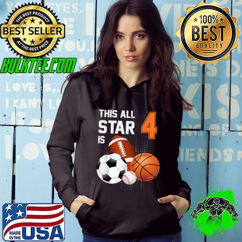 Awesome this All Star is 4 Years Old Gifts Birthday Basketball Sport T-Shirt