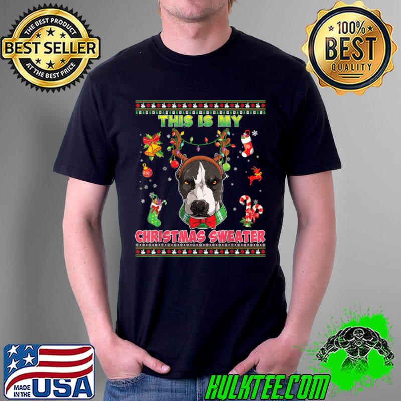 Awesome This Is My Christmas Sweater Pitbull Dog Light Ugly Sweater T Shirt Unisex Awesome This Is My Christmas Sweater Pitbull Dog Light Ugly Sweater T Shirt Unisex