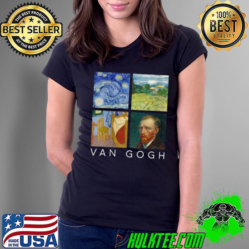 Awesome Van Gogh Painting Collage with Starry Night, Self Portrait T- Ladies Tee Awesome Van Gogh Painting Collage with Starry Night, Self Portrait T- Ladies Tee