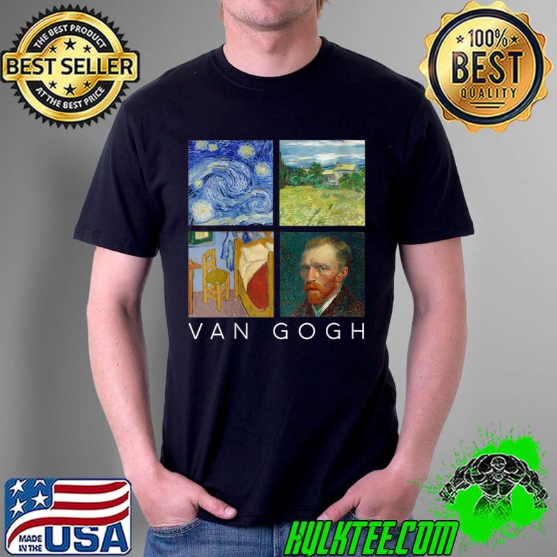 Awesome Van Gogh Painting Collage with Starry Night, Self Portrait T- Unisex Awesome Van Gogh Painting Collage with Starry Night, Self Portrait T- Unisex