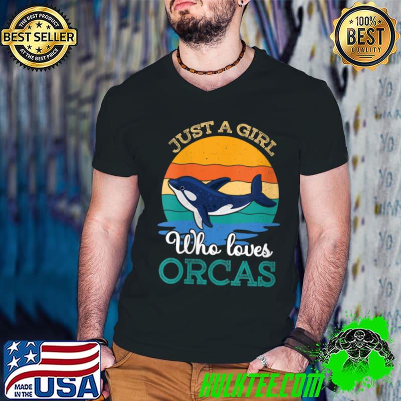 Awesome Womens Orca Whale Just A Girl Who Loves Orcas V Neck T Shirt Awesome Womens Orca Whale Just A Girl Who Loves Orcas V Neck T Shirt