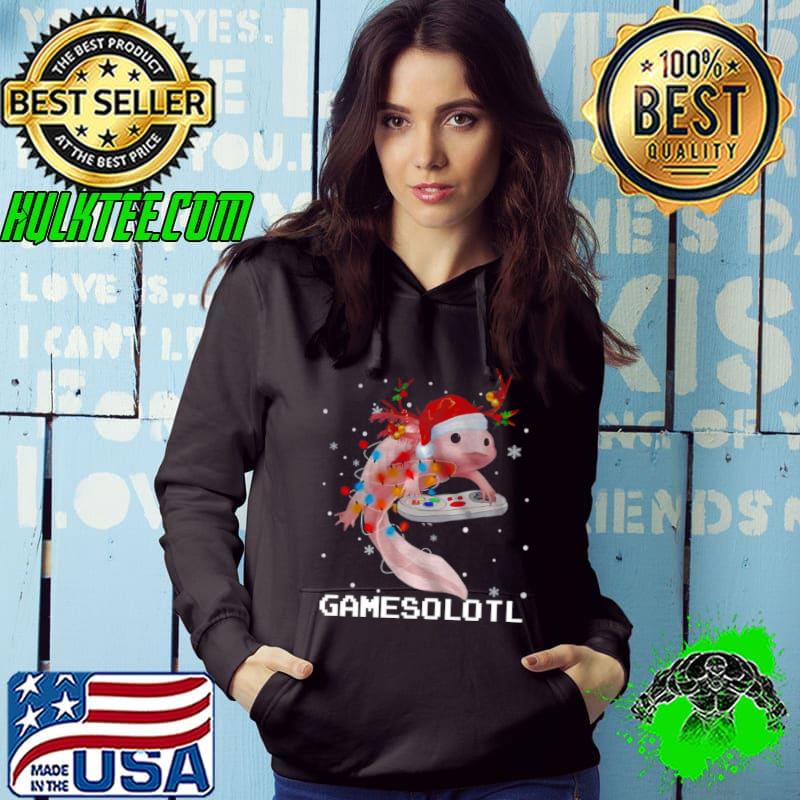 Axolotl Fish Playing Video Game White Gamersolotl Christmas Sweater T shirt