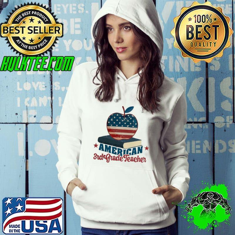 Best American 3rd Grade Teacher Apple And Book Shirt