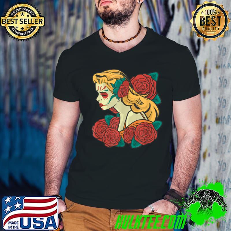 Best Catrina costume Dia De Los Muertos Day of the dead woman T Shirt Guys V Neck Best Catrina costume Dia De Los Muertos Day of the dead woman T Shirt Guys V Neck