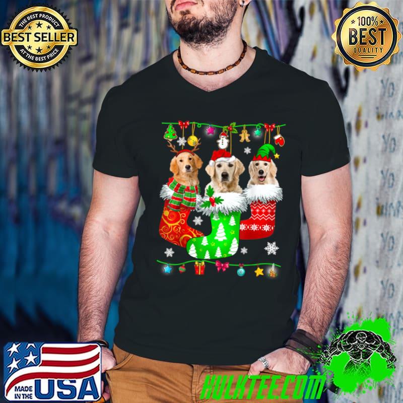 Best Christmas Socks Pajama Golden Retriever Dog Puppy Lover T Shirt