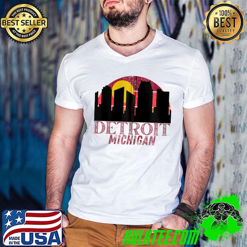 Best classic Retro Vintage Sunset Detroit Michigan Motor City T-shirt