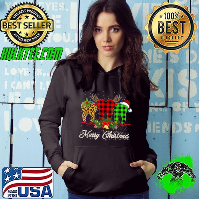 Best Dentist Christmas Funny Leopard Plaid Tooths Dental Costume T Shirt