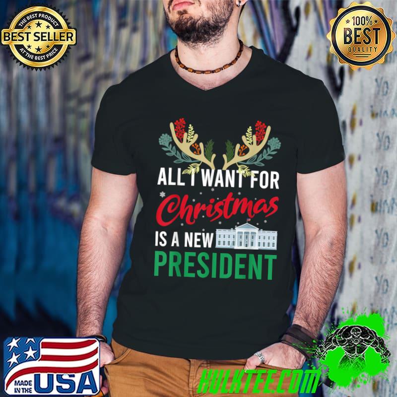 Best Funny 2021 All I Want For Christmas Is A New President Ugly T-Shirt Guys V Neck Best Funny 2021 All I Want For Christmas Is A New President Ugly T-Shirt Guys V Neck