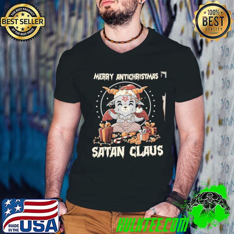 Best merry Antichristmas Satan Claus Christmas Shirt Guys V Neck Best merry Antichristmas Satan Claus Christmas Shirt Guys V Neck