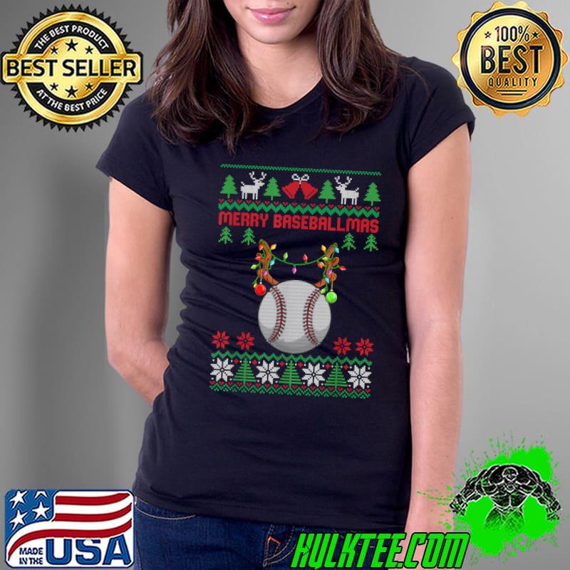 Best Merry Baseballmas Baseball Ball Reindeer With Ornaments T-Shirt Ladies Tee Best Merry Baseballmas Baseball Ball Reindeer With Ornaments T-Shirt Ladies Tee