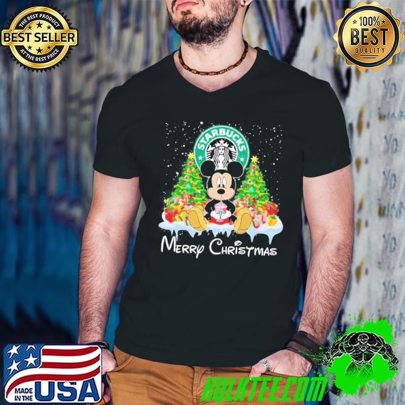 Best Mickey Mouse Drinking Starbucks Merry Christmas Shirt