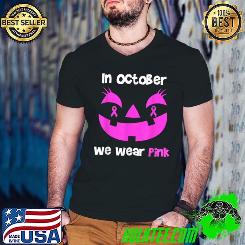 Best pumpkin In October We Wear Pink Breast Cancer Awareness T-Shirt Guys V Neck Best pumpkin In October We Wear Pink Breast Cancer Awareness T-Shirt Guys V Neck