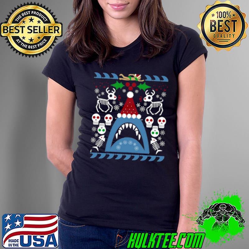 Best Santa Jaws Ugly Sweater T Ladies Tee Best Santa Jaws Ugly Sweater T Ladies Tee