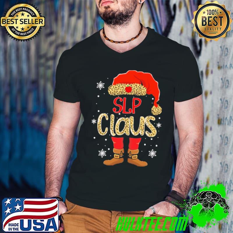 Best Speech Language Pathologist Christmas SLP Clause Leopard shirt