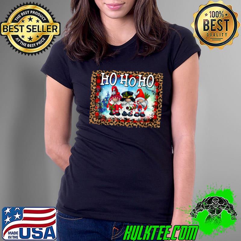 Best Three Gnomies Hohoho Buffalo Gnome Leopard T-Shirt Ladies Tee Best Three Gnomies Hohoho Buffalo Gnome Leopard T-Shirt Ladies Tee