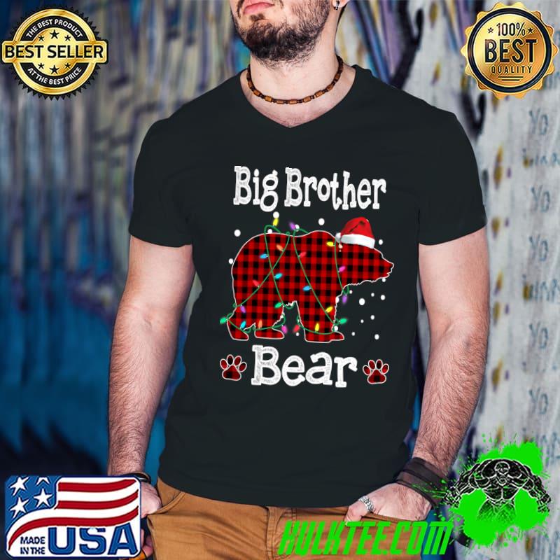 Big Brother Bear Shirt Red Buffalo Plaid Big Brother Bear T-Shirt Guys V Neck Big Brother Bear Shirt Red Buffalo Plaid Big Brother Bear T-Shirt Guys V Neck