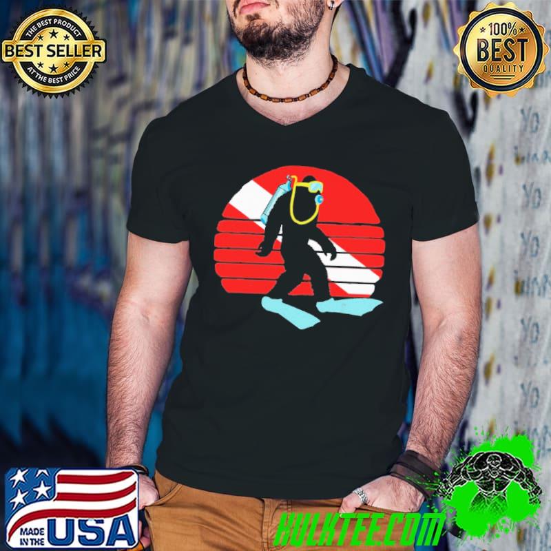 Bigfoot Scuba Diving Retro Dive Flag Shirt