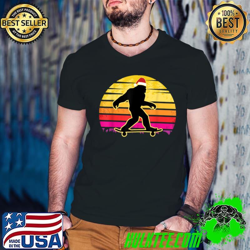 Bigfoot Skater Christmas Funny Skateboard-ing X-Mas Pajama T-Shirt Guys V Neck Bigfoot Skater Christmas Funny Skateboard-ing X-Mas Pajama T-Shirt Guys V Neck