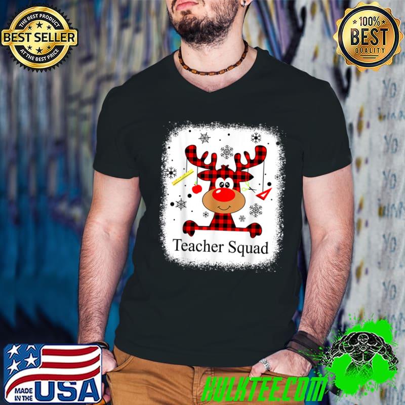 Bleached Teacher Squad Reindeer Christmas T-Shirt Guys V Neck Bleached Teacher Squad Reindeer Christmas T-Shirt Guys V Neck