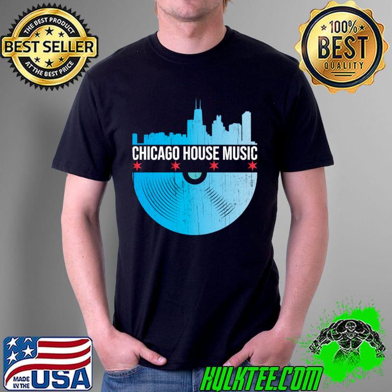 Chicago House Music - Skyline Vinyl Record DJ Rave T-s Unisex Chicago House Music - Skyline Vinyl Record DJ Rave T-s Unisex
