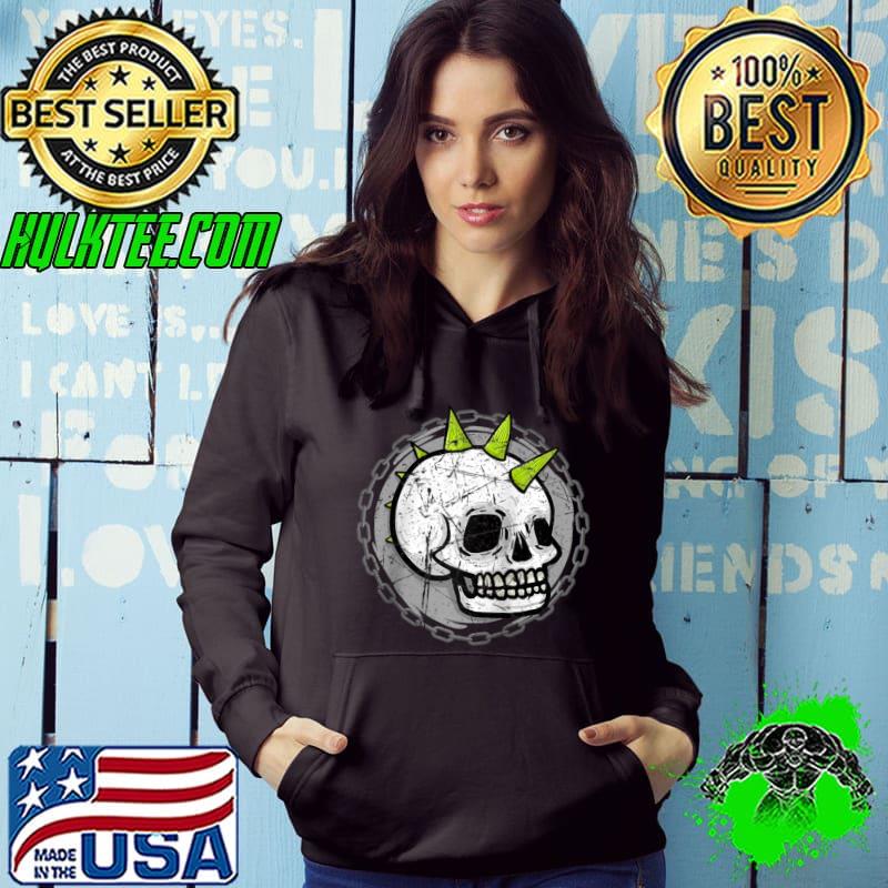 Classic Pop Punk Grunge, Goth Skull in Chains T-shirt