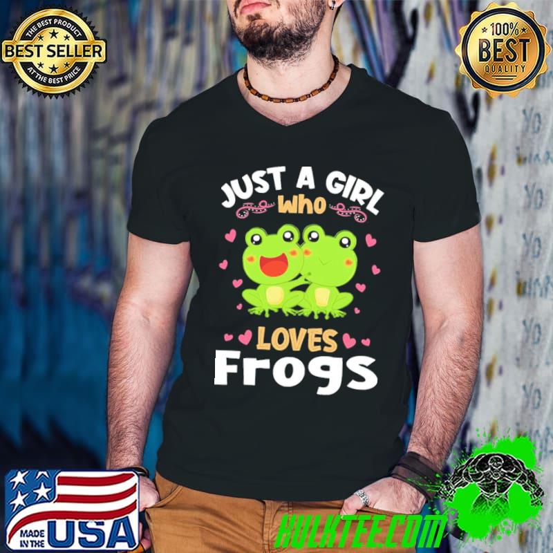Cute Just A Girl Who Loves Frogs Unisex T-Shirt Guys V Neck Cute Just A Girl Who Loves Frogs Unisex T-Shirt Guys V Neck