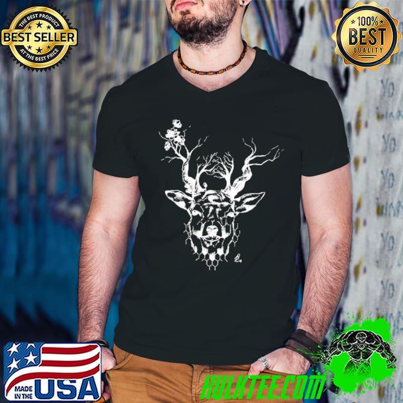 Deer Lord Of The Forest Drawing Surreal Linework Shirt