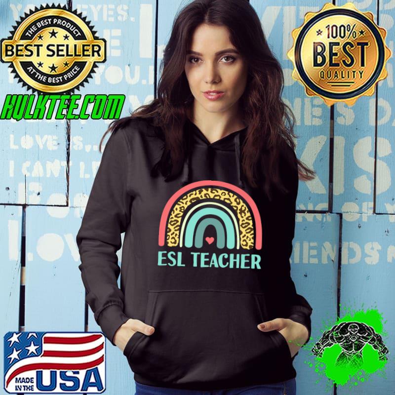 ESL Teacher Leopard Rainbow Teach English As Second Language Premium T-Shirt