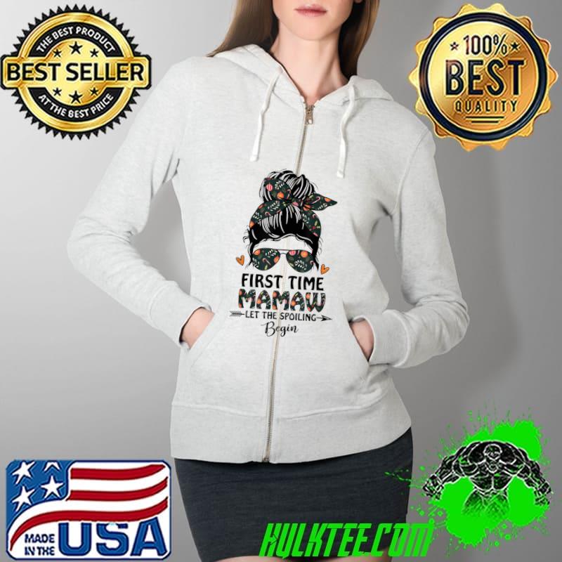 First Time Mamaw Est. 2022 Messy Bun Xmas Floral Ornament T-Shirt Full Zip Hooded First Time Mamaw Est. 2022 Messy Bun Xmas Floral Ornament T-Shirt Full Zip Hooded