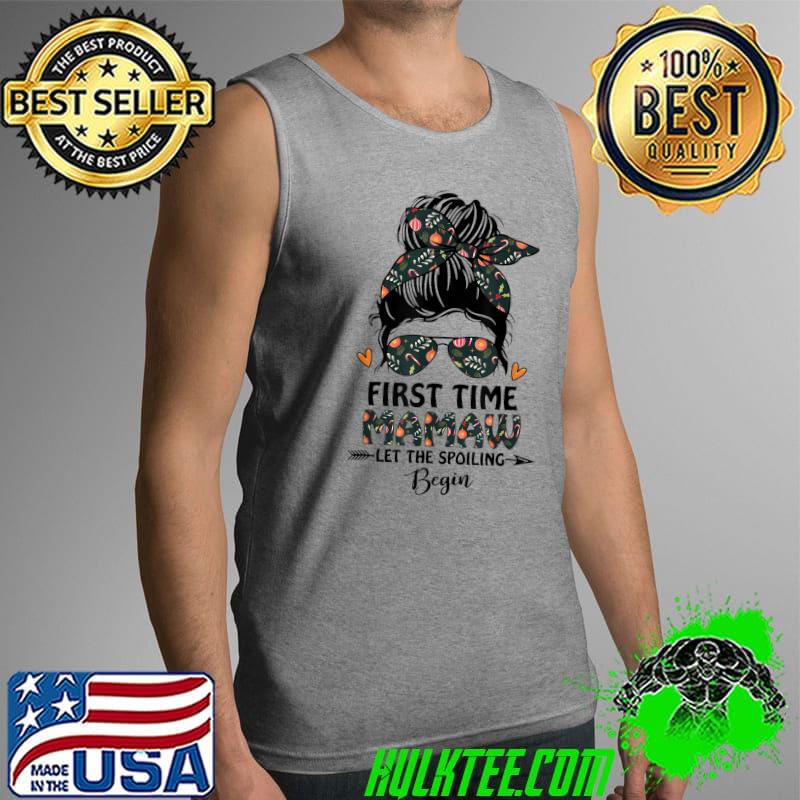 First Time Mamaw Est. 2022 Messy Bun Xmas Floral Ornament T-Shirt Tank Top First Time Mamaw Est. 2022 Messy Bun Xmas Floral Ornament T-Shirt Tank Top