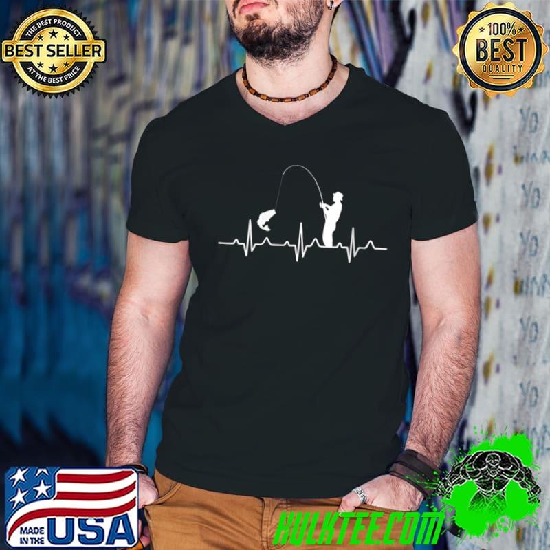 Fishing Heartbeat T-Shirt Guys V Neck Fishing Heartbeat T-Shirt Guys V Neck