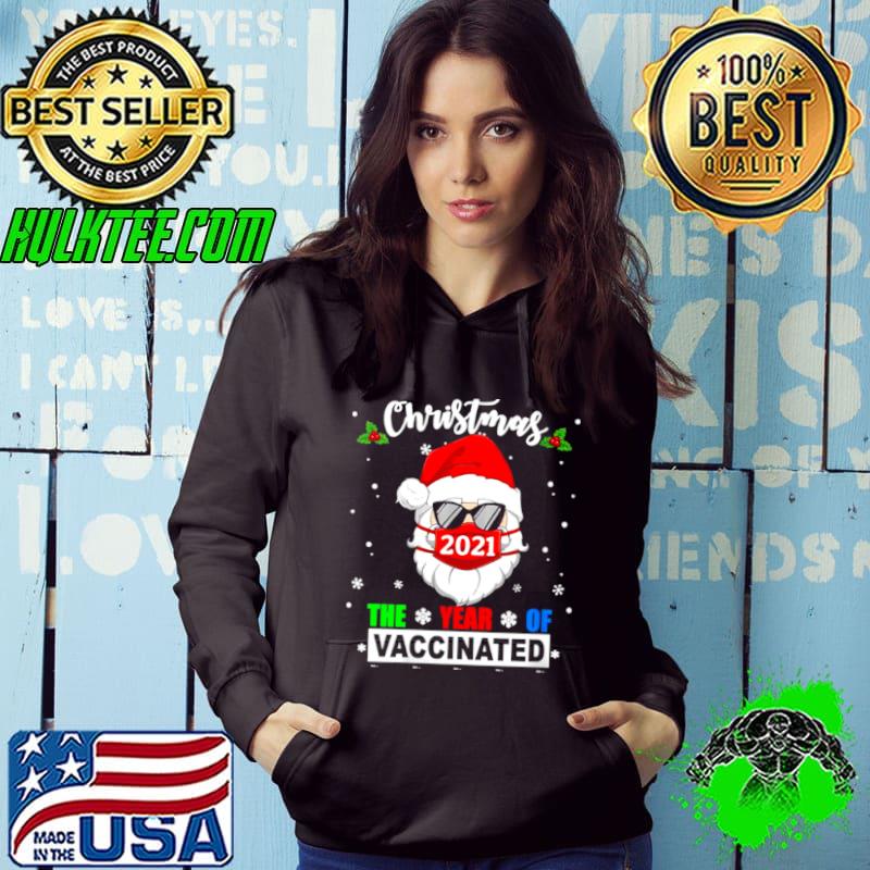 Funny 2021 Christmas Year Of Vaccinated Quarantine Lockdown Santa Shirt