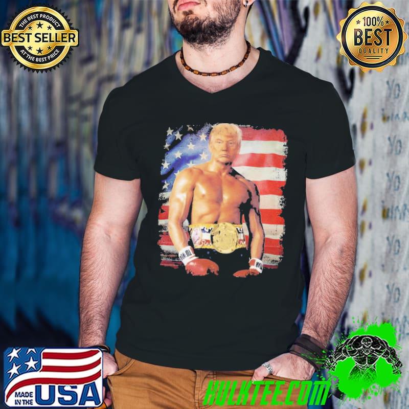 Funny Attractive Trump Rocky Fighter American Flag Shirt