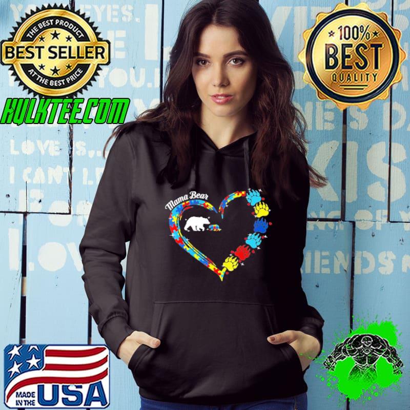 Funny autism Awareness Mama Bear Heart Family Support Colorful Shirt Hoodie Funny autism Awareness Mama Bear Heart Family Support Colorful Shirt Hoodie