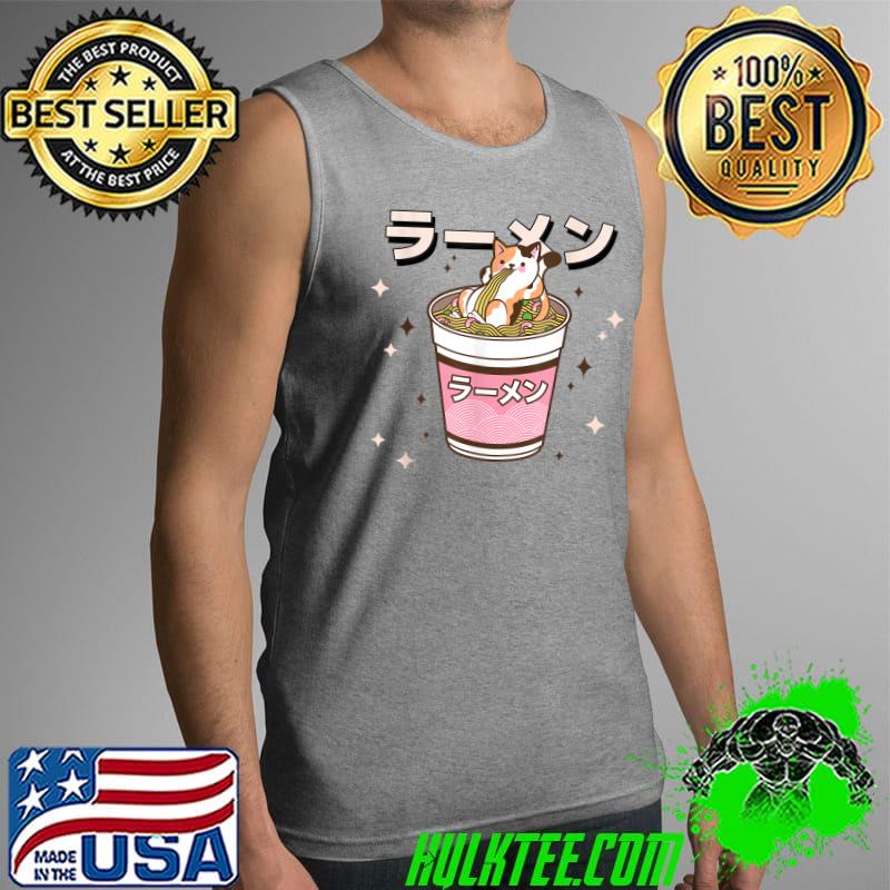 Funny cat Eating Ramen Japanese Cute Kawaii Anime. T-Shirt Tank Top Funny cat Eating Ramen Japanese Cute Kawaii Anime. T-Shirt Tank Top