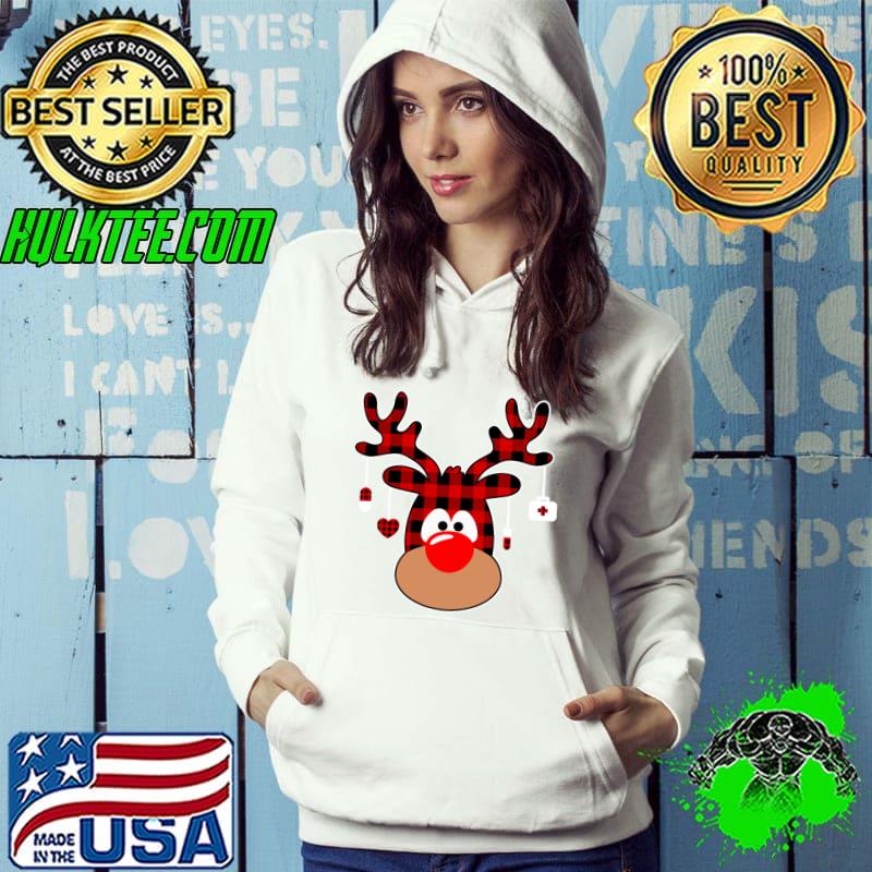 Funny christmas Nurse Love NICU RN ER Santa Buffalo Plaid Reindeer T-Shirt