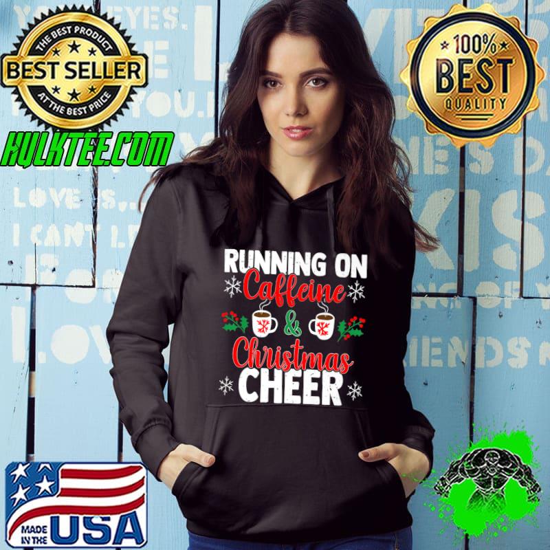 Funny Coffee Gift Tee Running On Caffeine & Christmas Cheer Premium T-Shirt