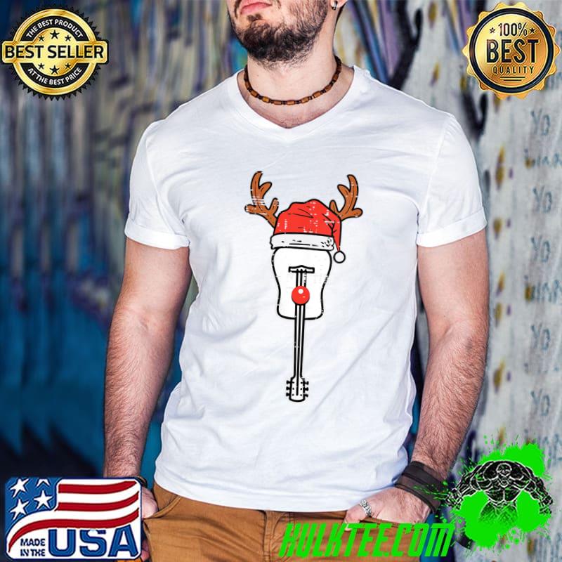 Funny guitar Christmas Pajamas Reindeer Music Instrument Band Rock T-Shirt