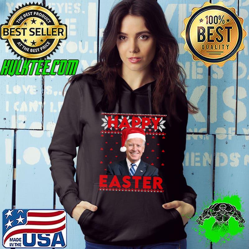 Funny Happy Easter Santa Hat Joe Biden Ugly Christmas Sweater T-shirt