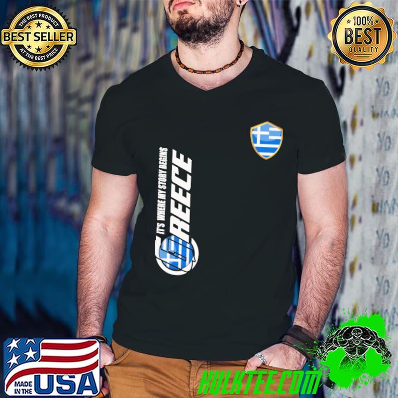 Funny Its where my story begins greece ds23 logo shirt