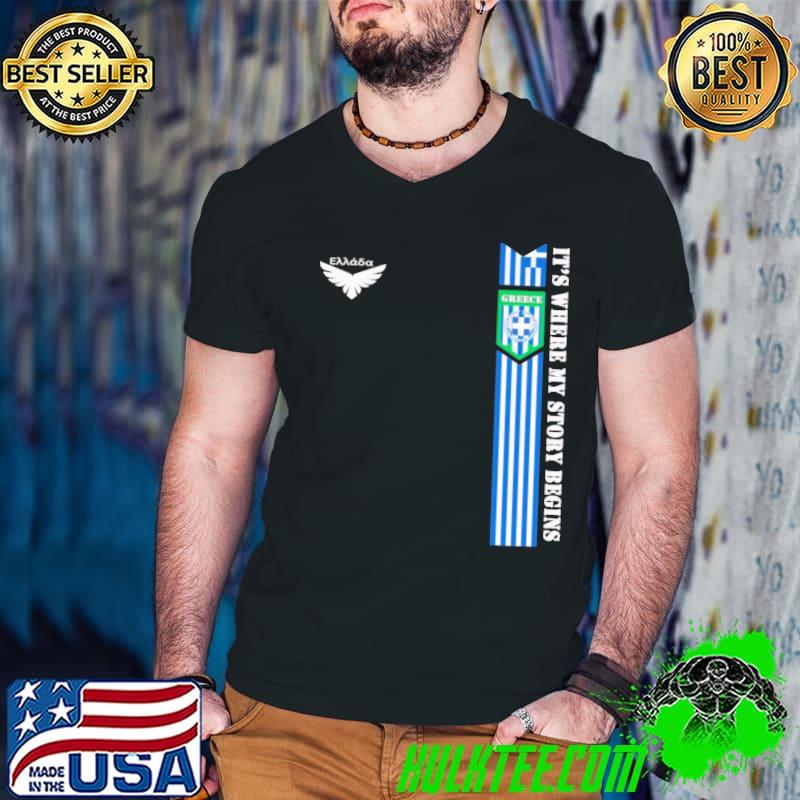 Funny Its where my story begins greece dsa 3 logo shirt