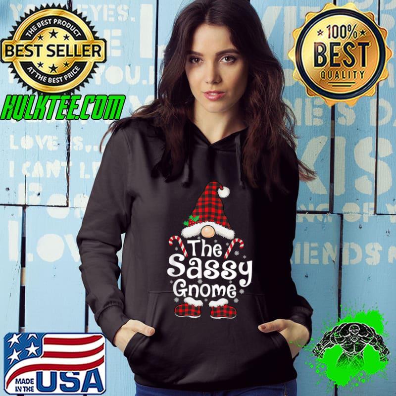 Funny sassy Gnome Buffalo Plaid Matching Family Christmas T-Shirt
