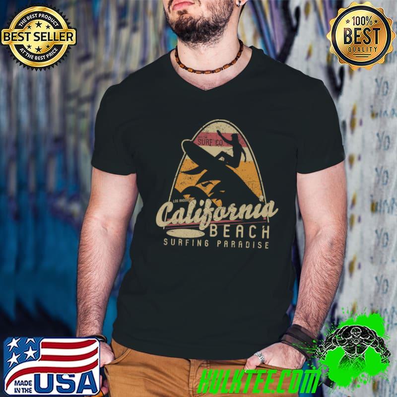 Funny Vintage California Beach Surfing Paradise Premium T-Shirt Guys V Neck Funny Vintage California Beach Surfing Paradise Premium T-Shirt Guys V Neck