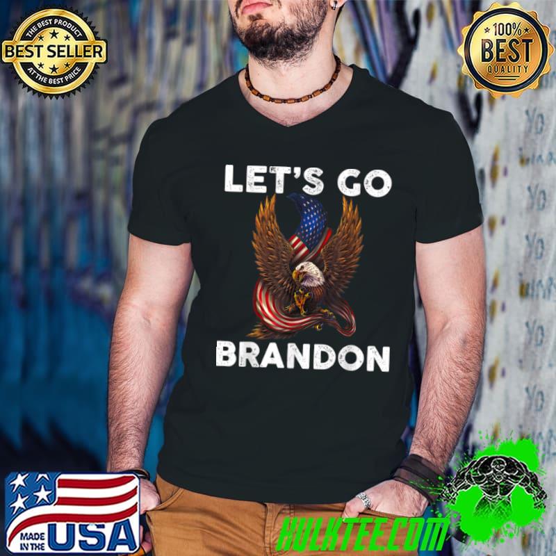 Funny Vintage Eagle American Flag Let’s Go Brandon Impeach Biden T Shirt