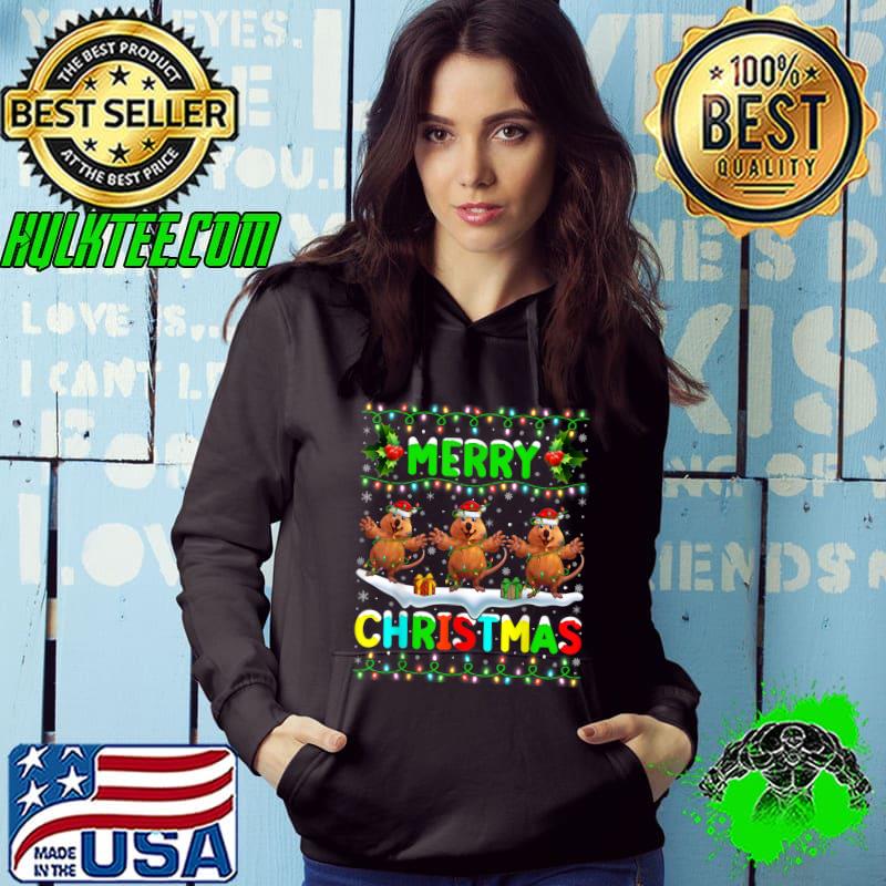 Funny Xmas Quokka Lighting Santa Hat Merry Christmas Quokka T-Shirt Funny Xmas Quokka Lighting Santa Hat Merry Christmas Quokka T-Shirt